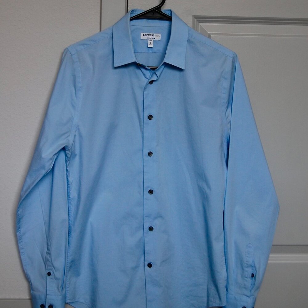 Dress Shirt - EXPRESS 1MX Extra Slim fit size S light blue